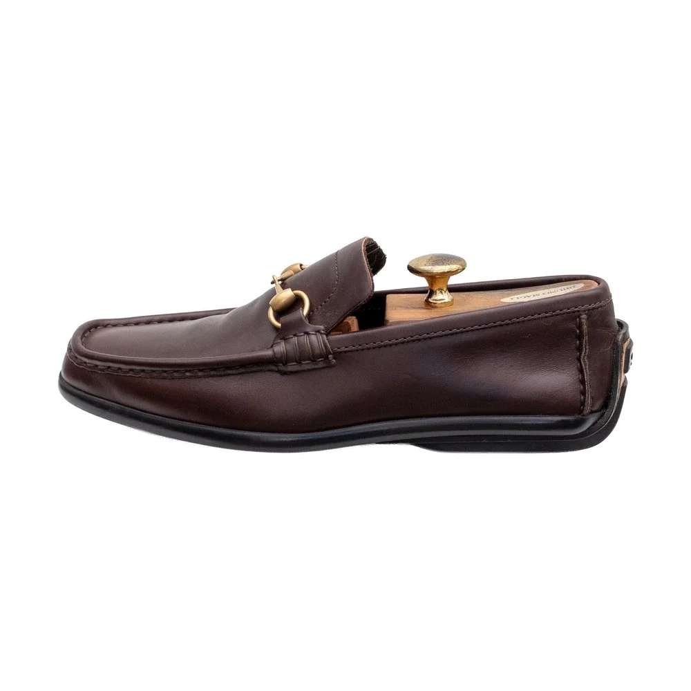 Gucci Horsebit Driving Loafers Brown Leather Moccasins Men's UK 8.5 US 9.5